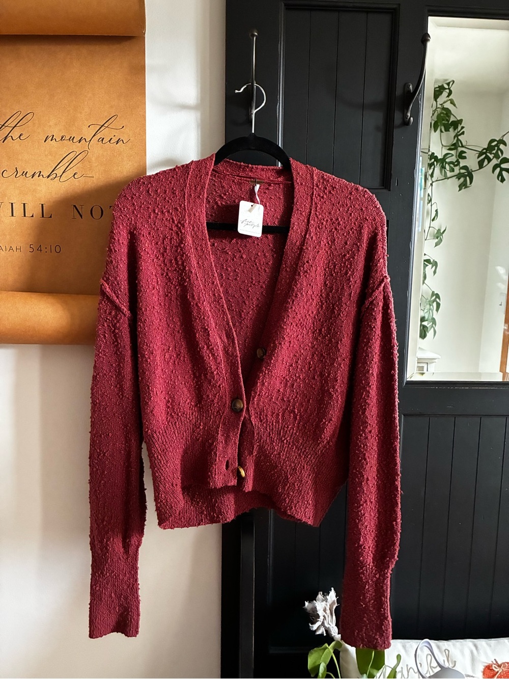 NWT Free people Textured V-Neck Button Cardigan